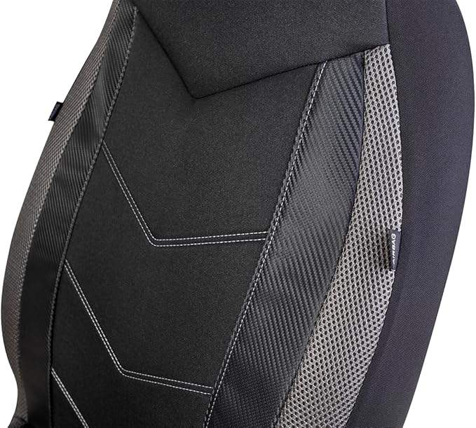 PIC AUTO Car Seat Covers - High Back Front Seat Covers, Sports Carbon Fiber Mesh Design, Universal Fit, Airbag Compatible (Gr