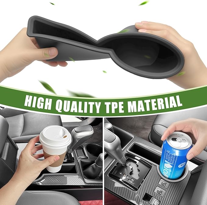 Upgrade Cup Holder Insert for 2014-2024 Toyota 4Runner Center Console Cupholder Coaster Liner Replaces Mat for 4 Runner Interior Accessories Black(Center Console Rear, 1PCS)