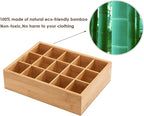 GOBAM Bamboo Closet Drawer Divider - Storage Organizer with 15 Compartments, Drawer Organizer, Storage Box for Belts, Ties, B