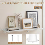 Pinkunn 2 Pack 48 Inch Metal Floating Picture Ledge Shelves, Wall Mounted Picture Shelf with Lip Heavy Duty Industrial Iron D