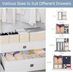Criusia Drawer Organizer Clothes, 24 Pack Underwear Drawer Organizers, Foldable Closet Organizers and Storage Dresser Drawer 