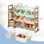 Toy Storage Organizer - Toy Organizers and Storage with Bookshelf, Toy Storage Shelf with 3 Shelves and 12 Storage Bins, Kids