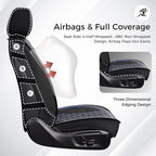 Huidasource Seat Covers Full Set, Nappa Leather Seat Cover, Hollowed-Out Side Compatible with Airbags Child Seat, Velcro Adju