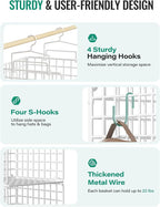 Hanging Closet Organizer, 4 Tier Metal Closet Organizers and Storage with 4 Hanging Hooks 4 S-Hooks for Wardrobe Laundry Room