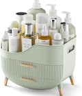 Pajiriona Makeup Organizer with Drawers, Green Skincare Organizer for Vanity, Storage Box with Handle, Large Cosmetic Display