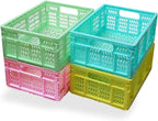 20L Folding Crate, 4Pack Plastic Storage Baskets Organizer for Home and Office,Collapsible Storage Crates for Home Office and