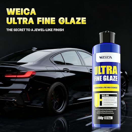 Ultra Fine Glaze - 17.6 Bottle Polish for Mirror Shine & Pre-Wax Cleanser - Jewel-Like Finish for Automotive Paint - Apply by DA Polisher or Hand - All Painted Surfaces