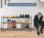 KEETDY Long 3 Tier Shoe Rack for Closet Wide Shoe Storage Organizer Stackable Metal Shoe Shelf for 24 Pairs Men Sneakers with