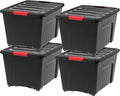 IRIS USA 51 L (54 QT) Plastic Storage Box with Lid and Latches - 4 Pack - BPA-Free, Garage Organizing Solution, Durable Nesta