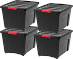 IRIS USA 51 L (54 QT) Plastic Storage Box with Lid and Latches - 4 Pack - BPA-Free, Garage Organizing Solution, Durable Nesta