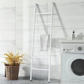 6-Tier Blanket Ladder 68 Inch Wall-Leaning Towel Rack for Living Room and Bedroom, Easy Assembly - White