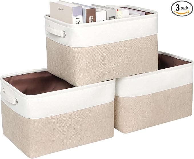 Kntiwiwo Foldable Storage Bin Collapsible Fabric Storage Basket Cube with Durable Handles Closet Organizer Bins for Organizin