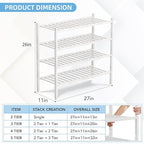 4 Tier Bamboo Shoe Rack Storage Organizer for Closet, Multifunctional Stackable Free Standing Shoe Shelf Organizer for Small 