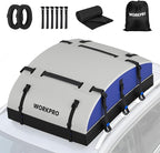 WORKPRO Rooftop Cargo Carrier Roof Bag, 21 Cubic Feet, Waterproof Roof Rack Cargo Carrier for Vehicle with/Without Rack, Heavy Duty 840D PVC, Includes Anti-Slip Mat, 6 Safety Hooks and Storage Bag