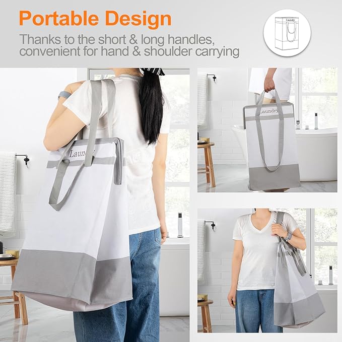 FairyHaus Laundry Basket 78L, 2Pack Laundry Hamper with Easy Carry Handles, Collapsible Laundry Baskets Hampers for Bathroom 