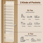 MISSLO 12 Tier Over the Door Shoe Organizer Breathable Mesh Hanging Shoe Rack for Closet Storage Shoe Holder for Door Fit 24 