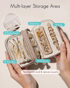 VLANDO Travel Jewelry Case,2-Layer Jewelry Organizer for Travel,Mothers Day Mom Gifts,Multi-Compartment Jewelry Storage for R