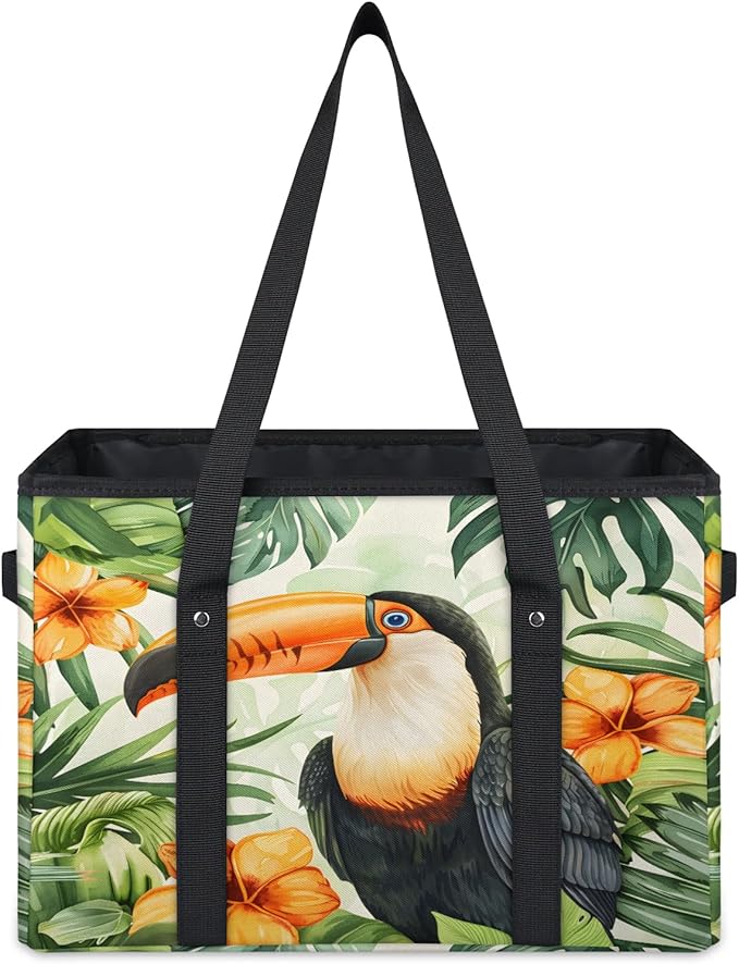 Reusable Grocery Bag, Foldable Large Shopping Tote Bag for Groceries Kitchen Picnic Car Trunk