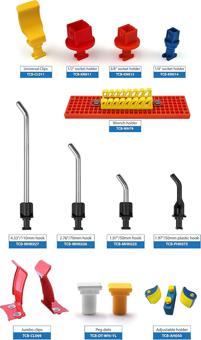 Ascend Tools Organizer Genie 3/8" Socket Holder Pegboard Accessory – Holds 3/8" Drive Sockets (50 Per Pack), Tool Storage Org