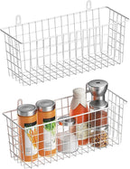 MaraFansie [Extra Large Wire Basket 2-Pack Hanging Wall Organizer Cabinet Storage Basket Wall Mounted Shelves Rustic Farmhous