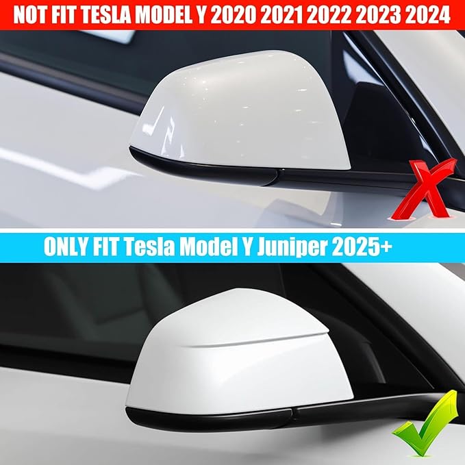 Jaronx Compatible with Tesla Model Y Mirror Cover Replacement Juniper 2025 2026, Right Passenger Side Clip-on Rear View Mirror Cover Cap for Model Y Juniper Accessories 1963539-D0-B (Pearl White)