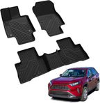 LASFIT Floor Mats for Toyota RAV4 2019-2025 (Fit Hybrid/Prime/PHEV) | Hybrid LE/XLE/XSE/Limited & Prime All Weather TPE Custom Fit Floor Liner for RAV 4 1st & 2nd Row Car Mat Accessories, Black