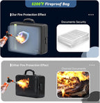 Fireproof Document Bag, Insulated Document Box with Lock, Important Document Organizer with Waterproof Zipper, 7 Pockets Port