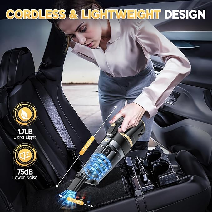 JONYJ Handheld Vacuum Cordless, 16000PA Strong Suction Hand Held Car Vacuum Cleaner, Portable Hand Vacuum Rechargeable with M