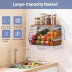 Housolution Wall Mounted Fruit Basket for Kitchen, Hanging Fruit Bowl Wire Baskets with 4 Hanger Hooks, Potato and Onion Stor
