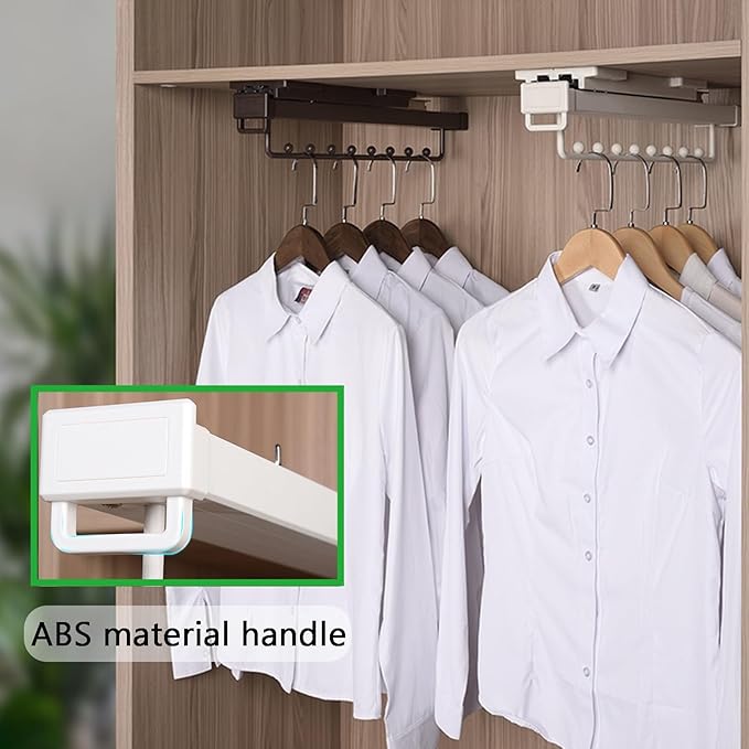Pull-Out Clothes Rail, Extendable Clothes Hanger, Bearing 35kg, Closet Clothes Rod, Damping Double Slide Rail, Valet Rod (Col