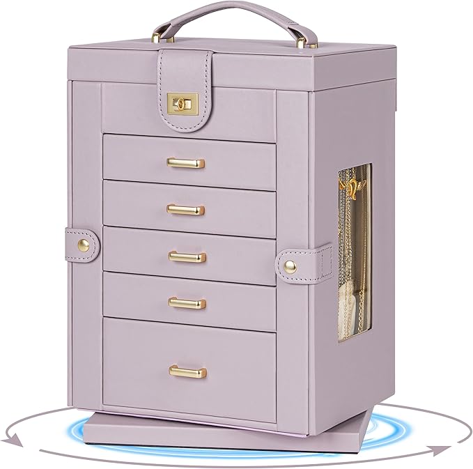 AKOZLIN 360° Rotating Jewelry Box 6-Tier Organizer Functional Jewelry Storage Case for Women Girls Ring Necklace Earring Brac