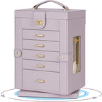 AKOZLIN 360° Rotating Jewelry Box 6-Tier Organizer Functional Jewelry Storage Case for Women Girls Ring Necklace Earring Brac