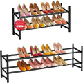 Tajsoon Expandable Shoe Rack for Closet 2 Tier, 28“-41“ Adjustable & Stackable Shoe Shelf Storage, Metal Shoe Rack Organizer 