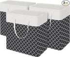 BlissTotes 3-Pack Laundry Basket, Freestanding＆Waterproof Laundry Hamper, Collapsible Tall Clothes Hamper with Easy Carry Han