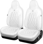 CAR PASS Nappa Leather High Back Front Seat Covers, Tesla Model 3 Model Y Breathable Faux Leather Front Bucket Seat Covers, A