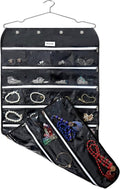 BB Brotrade Hanging Jewelry Organizer,Accessories Organizer,56 Zipper Pocket Organizer for Holding Jewelries (Black-Zipper)