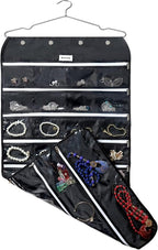 BB Brotrade Hanging Jewelry Organizer,Accessories Organizer,56 Zipper Pocket Organizer for Holding Jewelries (Black-Zipper)