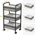 Baby Diaper Caddy Rolling Utility Cart, 3 Tier Baby Essentials Nursery Organizer and Storage with Dividers and Drawers for Cr