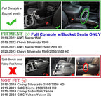JKCOVER Center Console Coin Box Organizer Compatible with 2019-2022 Silverado/Sierra 1500 and 2020-2023 Silverado/Sierra 2500HD 3500HD Accessories (Full Console w/Bucket Seats Only)