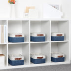 DULLEMELO Set of 6 Small Baskets for Organizing, Small Fabric Storage Bins for Toys Storage, Collapsible Storage Bins with Le
