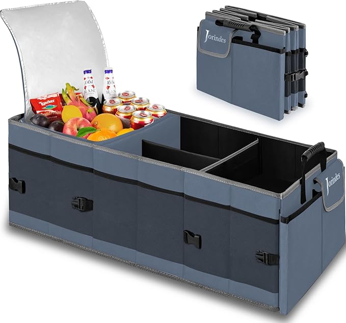 Trunk Organizer with Built-in Insulated Leak Proof Cooler Bag,Collapsible Cargo Organizer for SUV with Non Slip Bottom