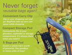 Sturdy Reusable Grocery Bags Foldable and Washable - Made From RipStop Nylon Hold 50lbs - Designed in USA Reusable Shopping Bags Inside a Compact Pod with Carry Clip - 5 Pack in Green