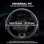 West Llama Customized Nappa Leather Car Steering Wheel Cover,3 Piece Universal Fit Cars, SUVs, Trucks, 14.5-15 Inch (Black)