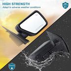 Right Passenger Side Door Mirror Compatible With 2021-2026 Ford F150 With Power Glass Manual Folding Heated Blind Spot Temperature Sensors Matte Black Replace#ML3Z17682VA (9 Pins)