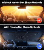 Windshield Sun Shade Umbrella for Mustang - [Vinyl Coating Heat Shield] Protect Car from Sun Rays & Heat Damage Keep Cool and Protect Interior, Spring Structure Edge