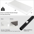 Floating Shelves for Wall, 30" W x 12" D x 2" H, 2 Pack of Long Wall Mounted Engineered Wood Shelves with Invisible Brackets 