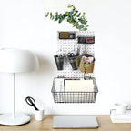 G.CORE 2 Pack Pegboard Baskets, Black Metal Shelves Hooks to 1/8" and 1/4" Hole Peg Boards, Peg Board Baskets Bins Set - Tool
