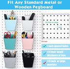Namalu 12 Pack Peg Board Storage Bins with Labels and Hooks Square Box Shape Pegboard Cup Holder Accessories Pegboard Organiz
