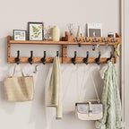 Evermagin 35" Coat Rack Wall Mount with Shelf, 4 in 1 Wall Mounted Coat and Key Hanger with 13 Hooks, Entryway Key Holder wit