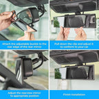 JOYTUTUS Rear View Mirror, Universal 11.81 Inch Panoramic Convex Interior Clip-on Wide Angle Mirror to Reduce Blind Spot Effectively for Car SUV Trucks -Clear